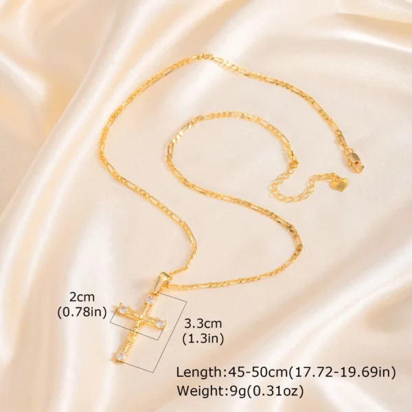 Vnox – colliers pendentif plaqués or pour femmes, en acier inoxydable, creux, croix de jésus, Design classique, bijoux Christain, cadeau – Image 8