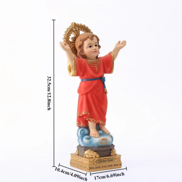 1Pc 32.5cm Statue résine Divino Nino jésus Statue décoration religieuse 8'haute résine divine enfant bébé jésus Figurine Sculpture – Image 2
