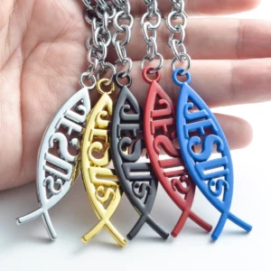 Porte-clés de voiture en métal avec logo de Jésus et du poisson, porte-clés, porte-clés, porte-clés, adapté à toutes les voitures et motos, accessoires