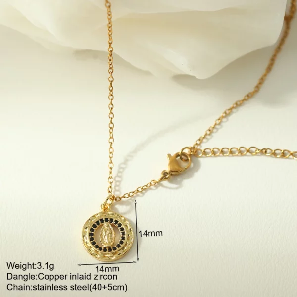 Nouveau en été couleur or bijoux pour Boho Croix et Vierge Marie Collier Pour Femmes En Acier Inoxydable Longue Chaîne Jésus Choker – Image 37