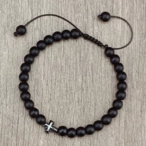 Bracelet en Pierre Naturelle pour Homme et Femme, Pendentif Croix de Jésus, Œil de Tigre Perlé, Tressé, Guérison Énergétique, Bijoux à la Mode, Cadeau, 6mm