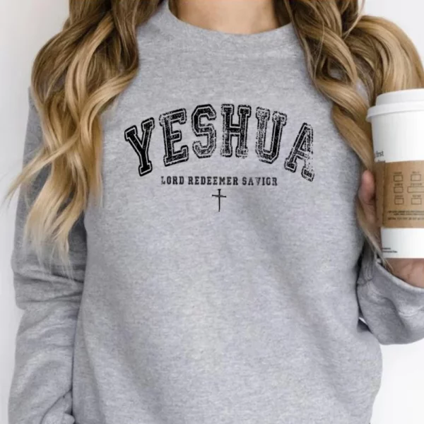 Sweat-shirt Yeshua chrétien vintage, pull Yeshua, chemise religieuse, tee-shirt de foi esthétique, verset biblique en déclin de Jésus, PVD – Image 5