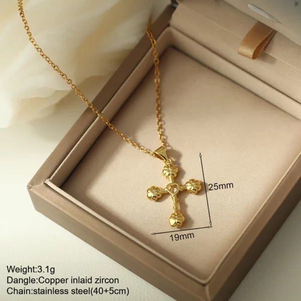 Nouveau en été couleur or bijoux pour Boho Croix et Vierge Marie Collier Pour Femmes En Acier Inoxydable Longue Chaîne Jésus Choker – Image 33