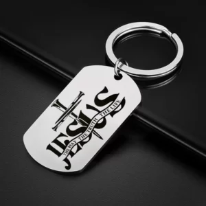 Porte-clés Jésus Nina ifix, croix chien, en acier inoxydable, verset de la Bible chrétienne, bijoux