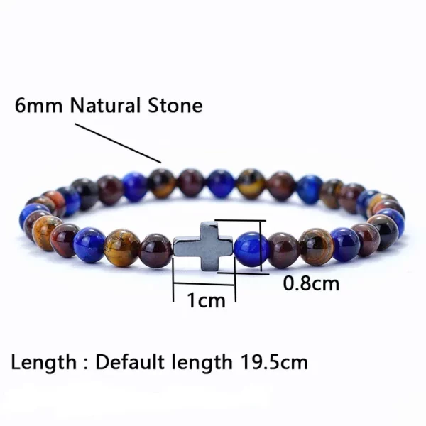 Bracelet croisé minimaliste pour hommes, 6mm, yeux de tigre naturels, pierre, cadeau pour lui, accessoires de Camping, Bileklik Erkek Pulseira – Image 4