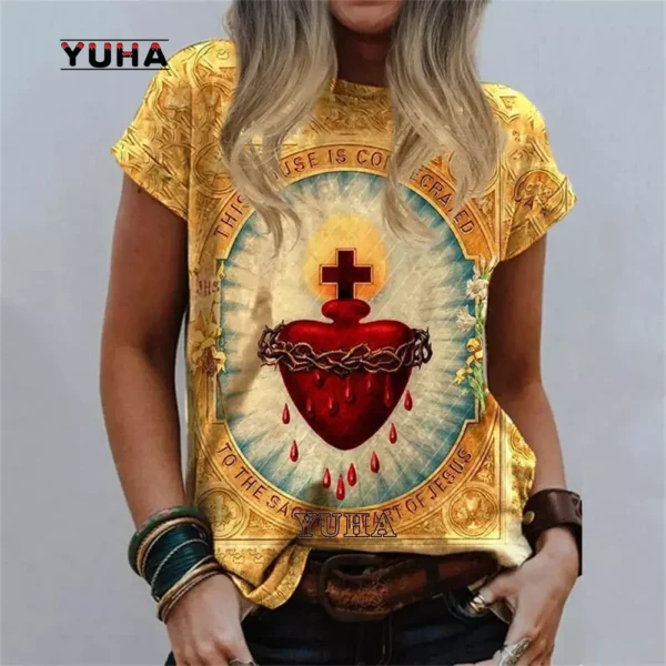 Économie de dessin animé religieux de Jésus pour hommes, Streetwear décontracté, Dieu, Vierge Marie, Harajuku, Nouvelle mode d'été, 2022 – Image 7