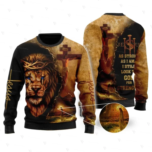 Nom personnalisé Animal roi Lion jésus Cosplay tatouage noël laid pull 3DPrint Harajuku pull décontracté hiver sweats X2 – Image 7