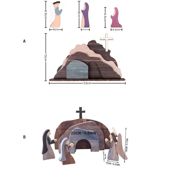 Décoration de scène de pâques de tombe vide en bois, facile à installer, croix Portable, Statue de tombe vide, décor de jésus de pâques réutilisable – Image 6