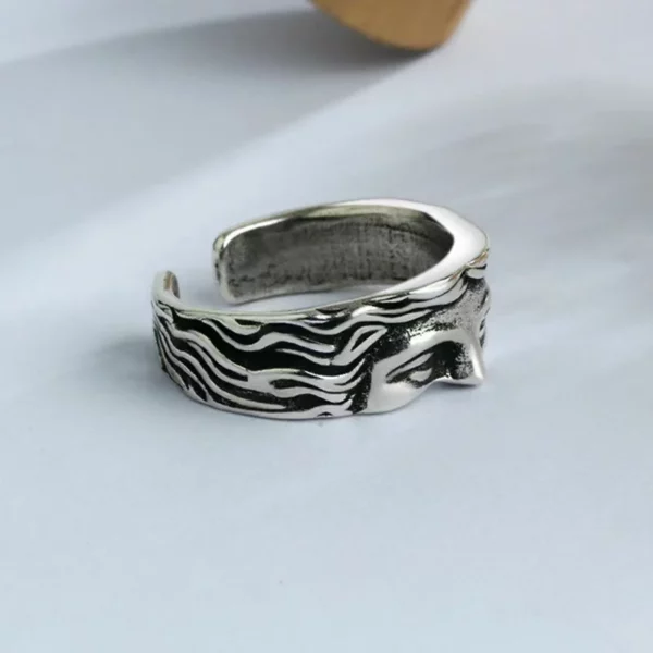 Bague ouverte demi-visage de Jésus en or vintage pour hommes et femmes, bijoux de croyance religieuse rétro, matiques en cuivre pur, cadeaux de bandes – Image 2