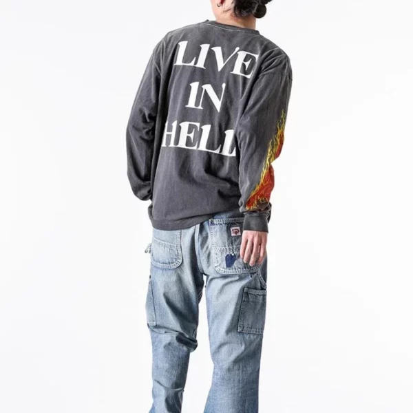 Toutes les saisons meilleure qualité coton Vintage lavé noir endommagé t-shirt hommes femmes jésus imprimé Saint à manches longues t-shirts hauts – Image 31