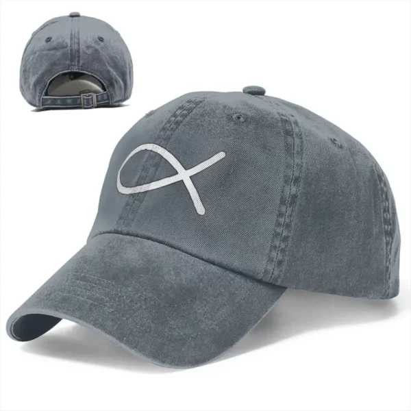 Été Homme jésus poisson Ichthys symbole chrétien casquettes de Baseball Vintage Cowboy chapeaux Sport jean casquette chapeaux – Image 14