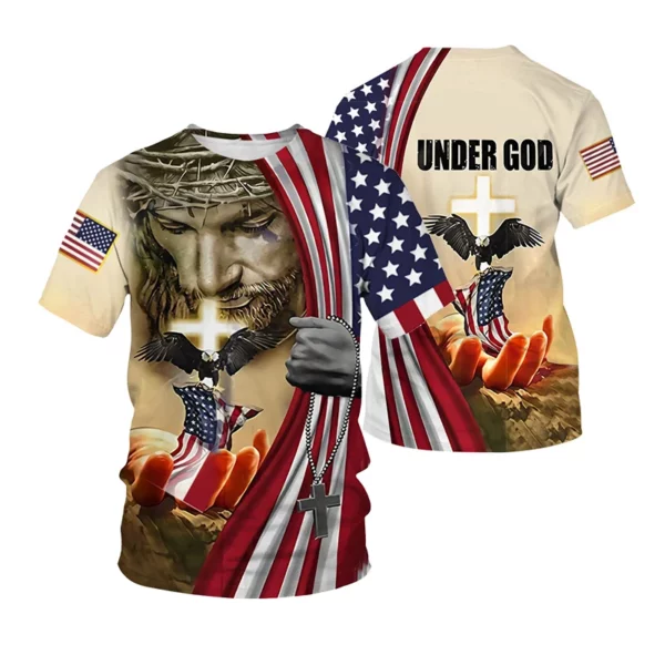 Jésus Christ croix 3d imprimé T-shirt hommes T-shirt Design classique décontracté à manches courtes surdimensionné rue mode t-shirts amples hauts – Image 8