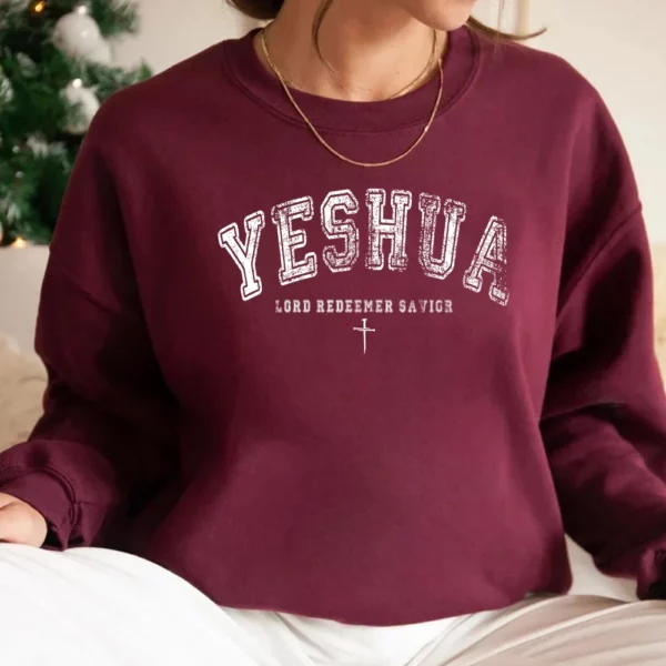 Sweat-shirt Yeshua chrétien vintage, pull Yeshua, chemise religieuse, tee-shirt de foi esthétique, verset biblique en déclin de Jésus, PVD – Image 6