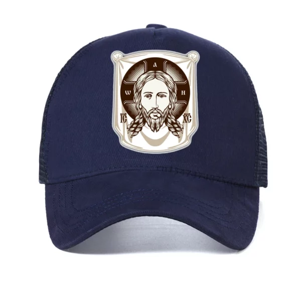 Casquette de Baseball pour Homme et Femme, Chapeau de Camionneur en Maille, Réglable, Visage de Jésus, Icône de l'Église Orthodoxe, Impression Religieuse – Image 13