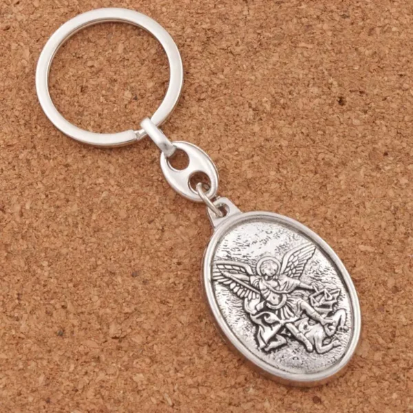 Porte-clés Saint Saint Michael, mousqueton inspirant, médaille, Protection pour voyageurs, Durable, Protection croisée démon, K1746, 1 pièce – Image 9