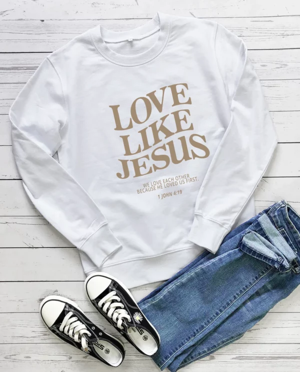 Love Like Jesus We Love Other Sweat-shirt pour femme, Sweat-shirt chrétien, Pulls Fath, Haut vintage, 100% coton, Mode décontractée – Image 2