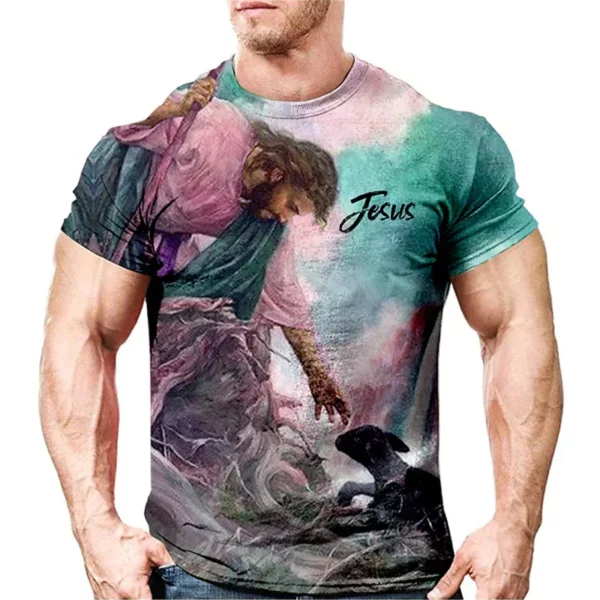 T-shirt vintage Jésus Christ pour hommes, vêtements pour hommes, haut précieux, impression HD, décontracté, manches courtes, rue, t-shirts de haute qualité – Image 10