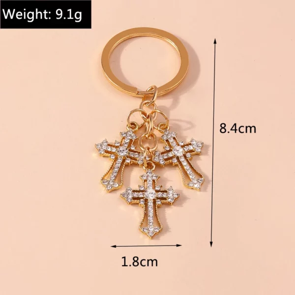 Porte-clés religieux croix en cristal biscuits pour femmes et filles, porte-clés, porte-clés, breloques de sac à main, bijoux à bricoler soi-même, cadeaux, luxe – Image 6