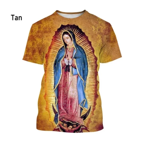 Nouvelle mode Guadalupe vierge marie du mexique impression 3D T-shirt unisexe frais décontracté à manches courtes T-shirt classique T-shirt vêtements – Image 19