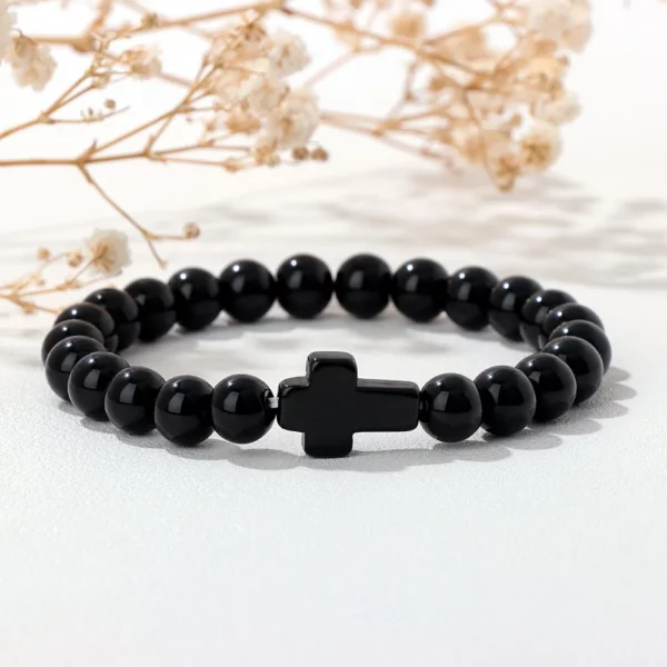 Croix opale pierre perles Bracelets pour Femme hommes prière Protection âme énergie guérison Quart Bracelet Yoga bijoux Homme Pulsera – Image 23