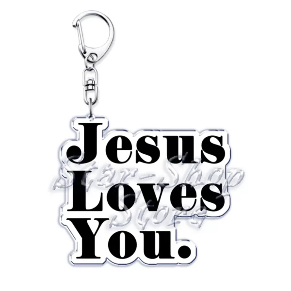 Jésus vous aime lettre porte-clés dieu chrétien Bible citation porte-clés pour accessoires sac pendentif porte-clés bijoux Fans amant cadeau – Image 7