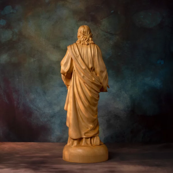 Statue de Jésus, prière du Sacré-Cœur, sculpture sur bois de buis, image de saint catholique religieux, décoration d'autel chrétien, sculpture – Image 2