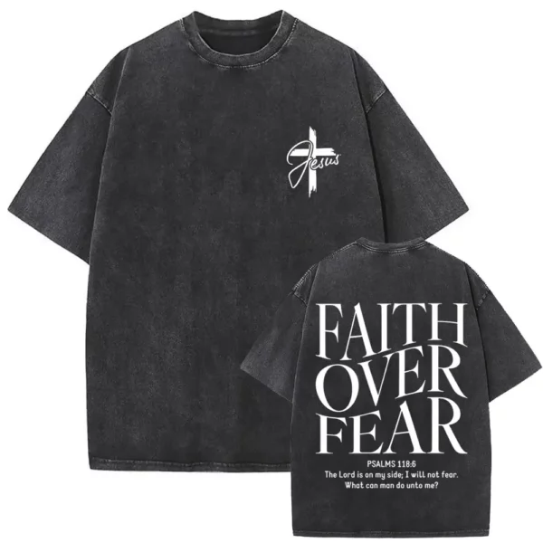 T-shirt délavé Vintage pour hommes et femmes, style religieux chrétien, jésus pardonne le père, gothique Rock, surdimensionné, Streetwear – Image 2