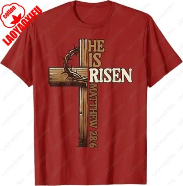 Croix de pâques il est ressuscité jésus chrétien hommes T-Shirt croix chrétienne Bible John 3:16 réflexion 0L3Q48 disant unisexe coton T-Shirt – Image 13