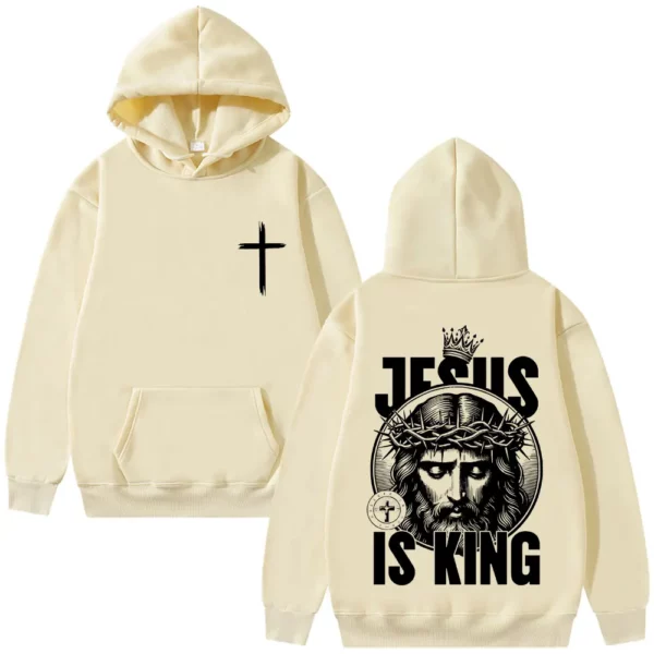 Christian jésus est roi sweat à capuche graphique hommes femmes Hip Hop mode Vintage surdimensionné Streetwear unisexe polaire coton sweat – Image 6