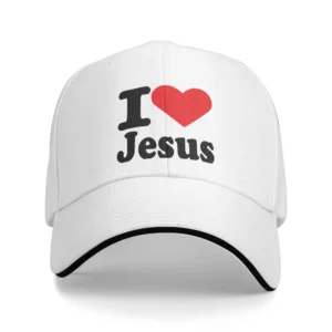 Casquette de Baseball imprimée I Love Jesus, chapeaux réglables à rabat pour hommes et femmes, casquette de soleil d'extérieur, chapeau de camionneur décontracté