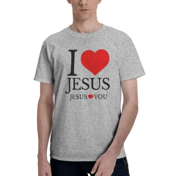 J'aime le jésus jésus vous aimez T-Shirt christien Couple Y2K basique 100% coton T-Shirts été O cou T-Shirts pas cher surdimensionné hauts – Image 12