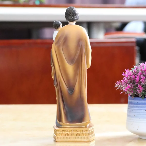 Saint Joseph avec enfant Jésus sur base 8" H Statue en résine Cadeau à collectionner – Image 4