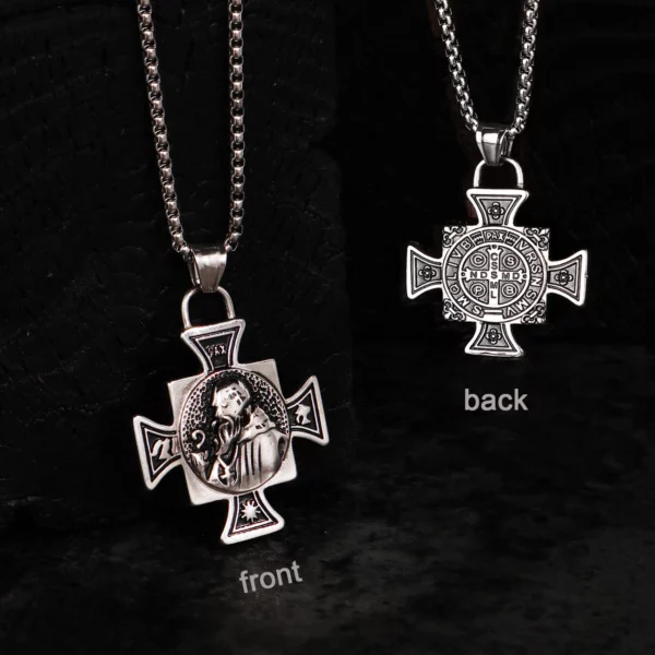 Collier Saint benoît en acier inoxydable, médaille de San Benito, pendentif spirituel de la vierge marie pour hommes et femmes – Image 6