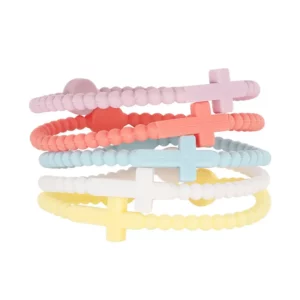 Bracelets Jésus - Bracelets en silicone perlé de couleur croix et macaron, cadeaux pour femmes, hommes, filles, garçons, enfants, adultes