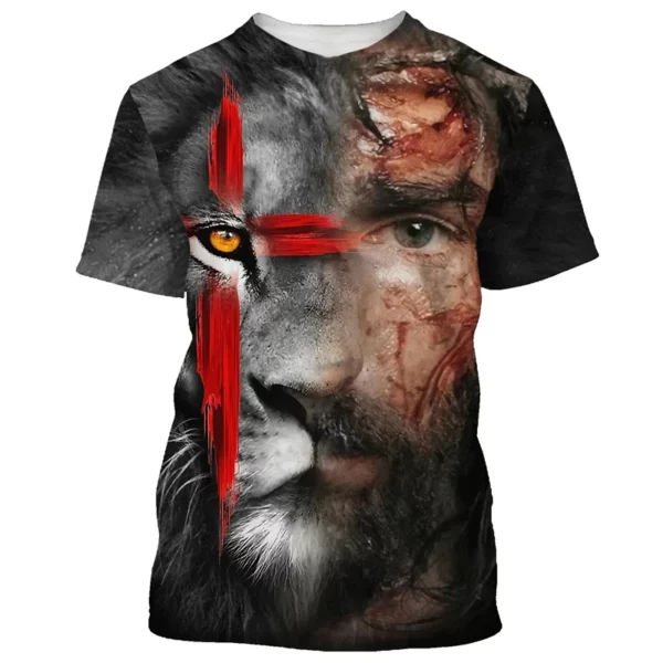 T-shirts pour hommes jésus amour tous les chrétiens 3D imprimé été jesu graphique T-shirt femmes à manches courtes décontracté hauts Y2k hommes vêtements – Image 4