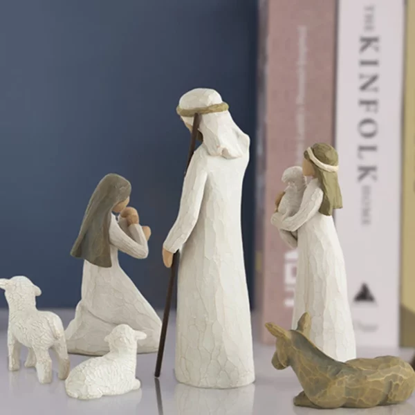 Sculptures créatives du saint jésus, ornements en résine, Statues de berger religieux catholique, Figurine de collection, décoration artisanale pour la maison – Image 5