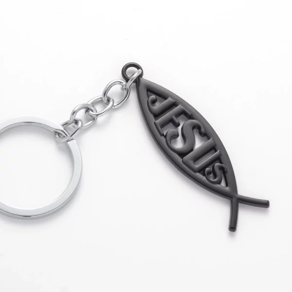 Porte-clés de voiture en métal avec logo de Jésus et du poisson, porte-clés, porte-clés, porte-clés, adapté à toutes les voitures et motos, accessoires – Image 9