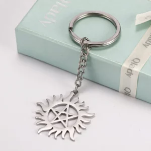 COOLTIME – porte-clés Dean surnaturel en acier inoxydable, pentagramme solaire pour hommes et femmes, tendance, cadeaux d'anniversaire d'halloween