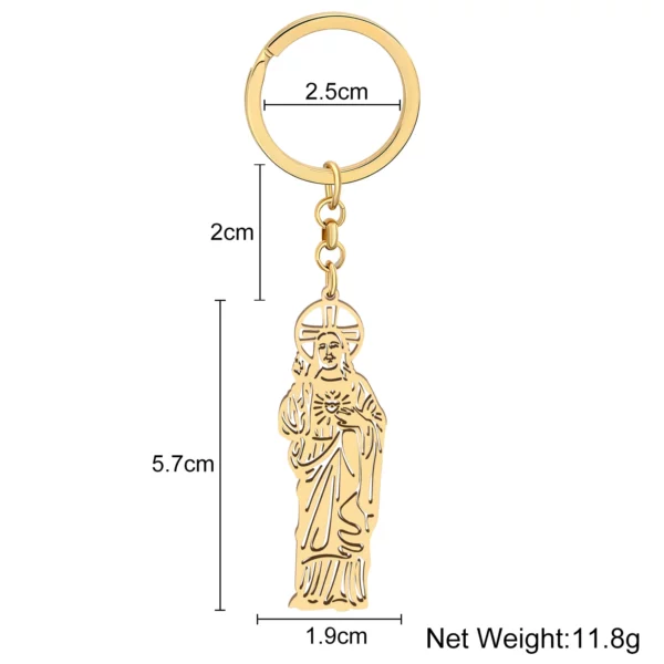 BONSNY Pâques 18 carats plaqué or en acier inoxydable croix jésus porte-clés sac à main porte-clés de voiture anneau cadeau de fête pour femmes filles – Image 6