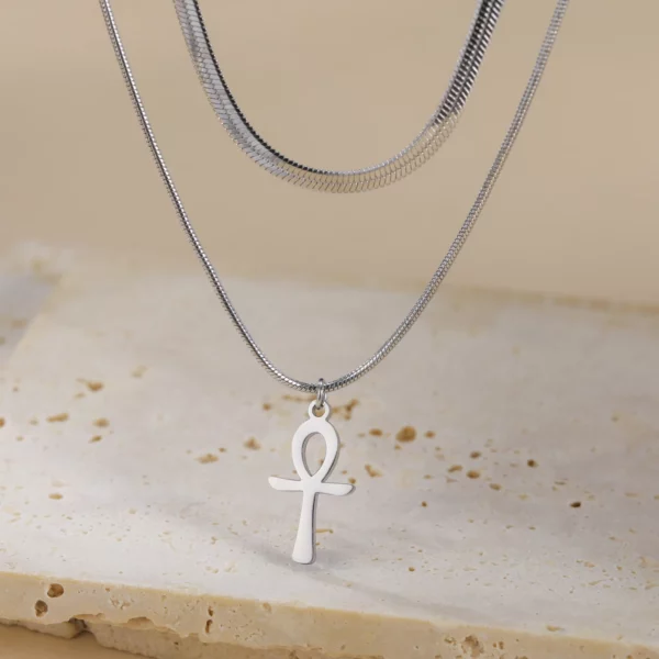 Lucktune Ankh croix amulette égyptienne collier en acier inoxydable clé de la vie symbole Crucifix pendentif collier femmes Religion bijoux – Image 46