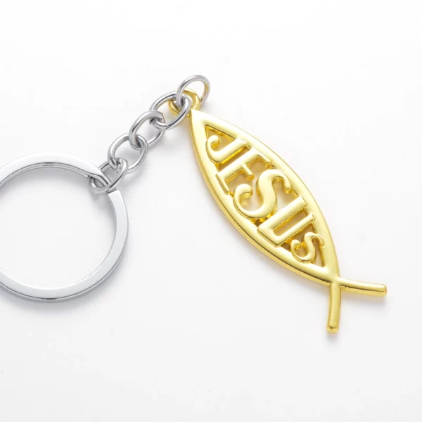 Porte-clés de voiture en métal avec logo de Jésus et du poisson, porte-clés, porte-clés, porte-clés, adapté à toutes les voitures et motos, accessoires – Image 8