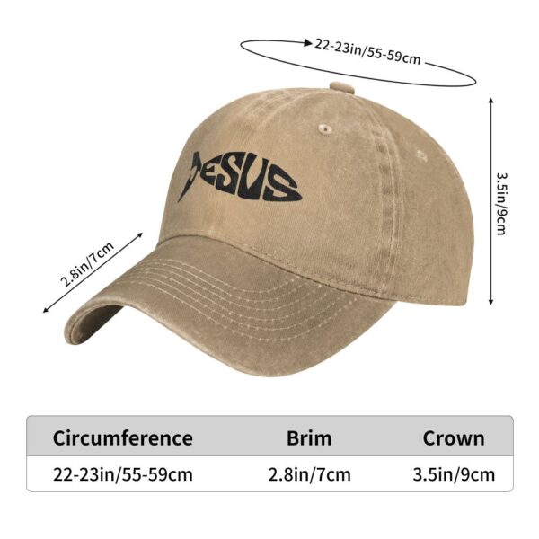 Casquette de baseball en denim lavé pour hommes, chapeaux de poisson chrétien, vêtements de sauna vintage, toutes saisons, Jésus, église chrétienne, distance, Murcia, extérieur – Image 16
