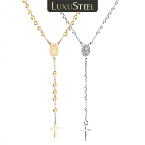 Collier classique avec pendentif jésus/virgaine marie de luxe, longue chaîne en acier inoxydable, croix, bijoux cadeau pour fidèle