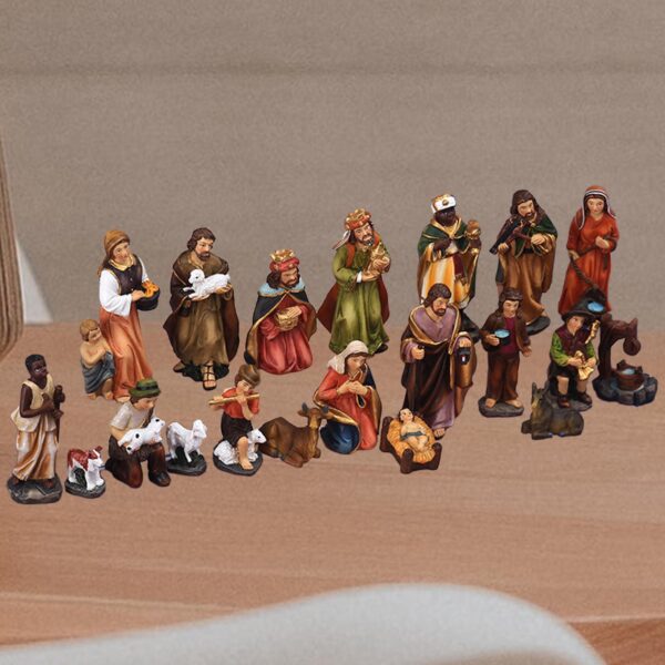 Ensemble de figurines de scène de la Nativité de Noël, artisanat d'ornement de crèche de Jésus, décorations brittop, figurines en résine, 20 pièces – Image 9