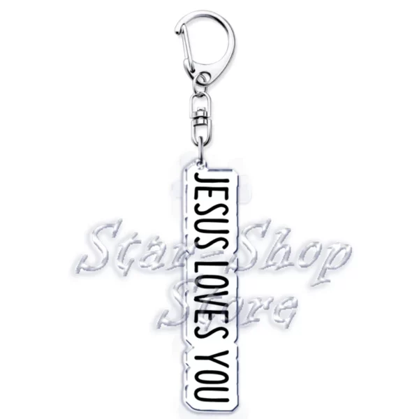 Jésus vous aime lettre porte-clés dieu chrétien Bible citation porte-clés pour accessoires sac pendentif porte-clés bijoux Fans amant cadeau – Image 24