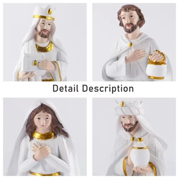 1 ensemble de Figurines de crèche de jésus de noël, accessoires de décoration pour la maison, bureau, sainte famille, ornements de bureau en résine – Image 6