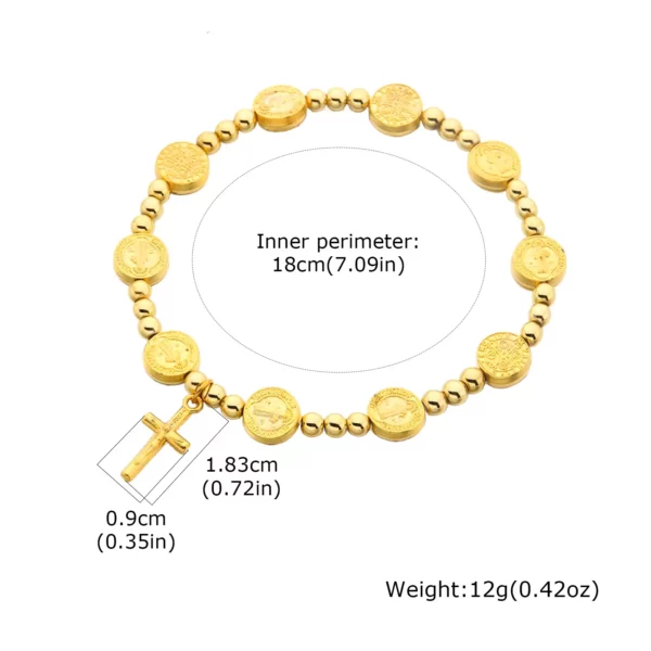 Bracelets de perles de coss catholiques pour femmes, bijoux religieux de carte ronde de Jésus – Image 8