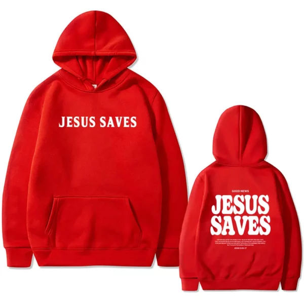Sweat à capuche imprimé verset de la Bible pour hommes, pull chrétien, bonne nouvelle, Jésus sauve pour Dieu si aimé, streetwear masculin, sourire décontracté, mode – Image 7