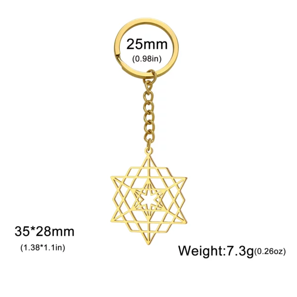 Dreamtimes-Porte-Clés Hexagramme Symdains en Acier Inoxydable, Pendentif Géométrique Juive, Étoile de FC, Cadeau Bijoux pour Femme et Homme – Image 6