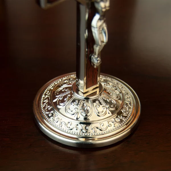 HT – crucifix de jésus en métal, fournisseur d'église, croix de Table catholique avec support pour les prières du Christ, décoration de maison de Jérusalem – Image 6